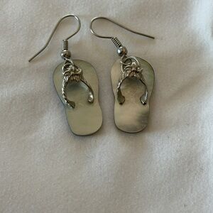 Super Cute Mother Of Pearl material flip-flop earrings